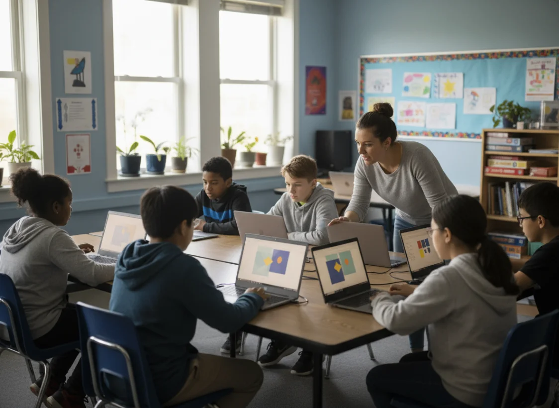 Student learning on a laptop