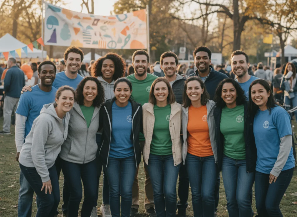 Volunteers gathered together to support their community